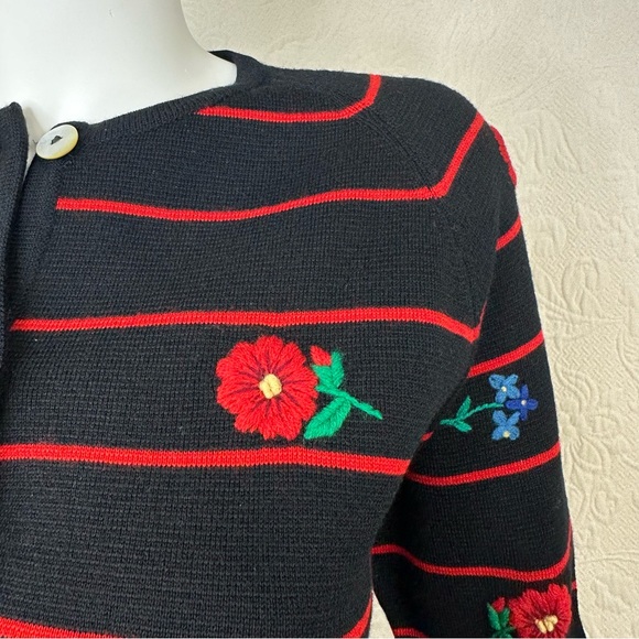 Alix International 60s Wool VTG Italian Floral Cardigan - Picture 11 of 14
